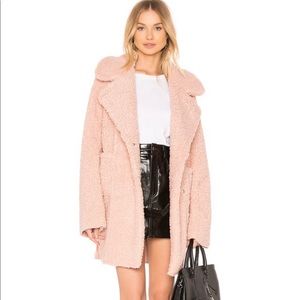 J.O.A. Reversible Shearling Teddy Coat in Dusty Pink